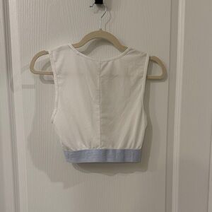 Fabletics White and Light Blue Tank Top